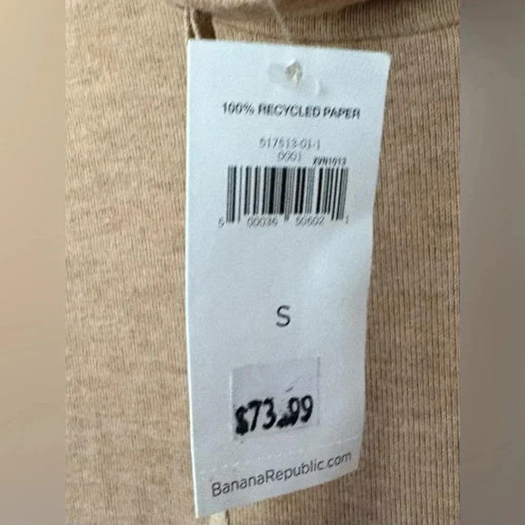 Banana Republic Long Sleeve Funnel Neck Sweater-Dress NWT Size Small Tan - Picture 3 of 4